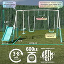 Sportspower MSC-4510-TL Arcadia Metal Swing Set with 5’ Slide, Trapeze, & 2-Person Glider Swing, Teal by TinyTreasures Baby Boutique