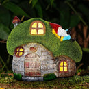 ILLUMINEW House Garden Statues with Solar Lights, LED Cute Flocked Fairy House with Gnomes Garden Figurine, Outdoor Patio Yard Lawn Decorations Gift by GreenHaven Gardens
