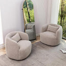 KINWELL 34" Wide Boucle Swivel Barrel Chairs Set of 2, No Assembly Round Upholstered Armchairs Accent Chairs Single Sofa Chair with Toss Pillow for Living Room and Bedroom, Taupe by CozyNest Decor