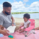 Bright Starts Pop 'N Sit Portable Booster, Indoor/Outdoor Use, Floor Seat with Feeding Tray, Pink, 6 Mos - 3 Yrs by TinyTreasures Baby Boutique