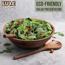 Luxe Designs Wooden Salad Bowl Set - Food Safe & Sustainable Decorative Bowl - Wood Bowl for Fruits, & Salads - Easy to Clean Large Salad Bowls Set w/Spoon, Fork – Wooden Bowls for Food (Natural) by CozyNest Decor