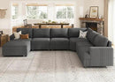 Nolany Dark Grey Corduroy U Shape Modular Sectional Couch with Storage Ottoman, 72.9"D x 128.5"W x 35"H, 6 Seater, Plush, Easy Assembly by CozyNest Decor