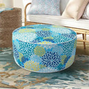 Inflatable Ottoman Stool D21 xH9 for Outdoor/Indoor Use, Water Repellent Patio Foot Rest Stool with Portable Handle,Round Pouf Ottoman Suitable for Garden,Deck and Camping - Dahlia Blue by CozyNest Decor