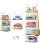 5 Tier Closet Hanging Organizer, Clothes Hanging Shelves with 4 Hanging Hooks 5 S Hooks, Wire Storage Basket Bins, for Clothing Sweaters Shoes Handbags Clutches Accessories Patent Design-White by CozyNest Decor