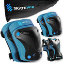SKATEWIZ Knee Pads for Kids - Knee and Elbow Pads Set - PROTECT-1 - Size S Blue - Wrist Guards for Skating, Skateboard, BMX and Scooter 8-12 by TinyTreasures Baby Boutique