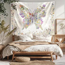Damanse Butterfly Tapestry Wall Hanging Cute,Boho Wall Tapestry for Bedroom Aesthetic,Flower Living Room Decor for Teen Girls (White, 49.20" x 59.10") by CozyNest Decor