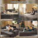 ovios 81" Oversized Sectional Double Lounge Chaise with Cloud Plush Sofa Bed, No Assembly Required, Fluffy Modern Sleeper Loveseat Chair for Indoor Living Room Bedroom Reading, Grey (Plush Fabric) by CozyNest Decor