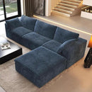 118" L Shaped Modern Sofa Modular Sectional Cloud Couch with Ottoman,Deep Seat Upholstered Couches with Plush Corduroy Fabric for Living Room Furniture,Bedroom and Apartment,No Assembly Required,Blue by CozyNest Decor