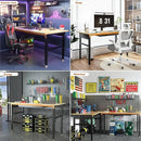 60" Adjustable Height Workbench, 2000 LBS Heavy Duty Work Table with Power Outlets & Pegboard, Rubber Wood Workstation for Garage, Workshop, Office, Home, Commercial by GreenHaven Gardens