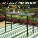 PHI VILLA Outdoor Patio Bar Table for 4-6, Counter Height Rectangle Bar Table with All Weather Metal Steel Frame Black for Outside, Yard, Garden and Deck by CozyNest Decor
