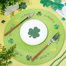 Whaline 4Pcs Round St. Patrick's Day Placemats Embroidered Shamrock Place Mats Green Clover Dinner Table Mats for Home Spring Irish Holiday Birthday Party Decor by CozyNest Decor