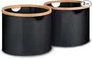 efluky Storage Baskets for Organizing, Fabric Storage Bins with Bamboo Handles, Collapsible Storage Baskets for Shelves and Closet,Medium, Black Set of 2 by TinyTreasures Baby Boutique
