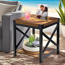 End Table Large Side Table for Living Room, Rustic Farmhouse End Tables with 2-Tier Storage, Square Nightstand Bedside Table X-Design Metal Frame, Brown (Wind, Brown) by CozyNest Decor