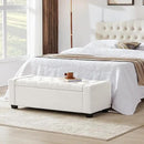 48" Ottoman with Storage, White Storage Ottoman Bench with Safety Hinge, Upholstered Entryway Bench with Seating for Bedroom, Living Room, Holds up to 330 lb by CozyNest Decor