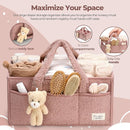 PeraBella Baby Diaper Caddy Organizer with Handle, Boy & Girl Shower Gift Basket, Portable Diaper Storage Basket Bin for Wipes, Newborn Baby Essentials Registry Search Must Haves, Car Caddy Organizer by TinyTreasures Baby Boutique