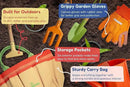 Gardening Set, Tool Kit, for Kids, STEM, Includes Tote Bag, Spade, Watering Can, Rake, Fork, Trowel and Gloves (Sunshine) by GreenHaven Gardens