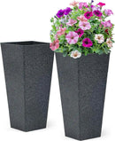 28" Large Tall Planters for Outdoor Plants, Set of 2 V-Shaped Planter Box with Black Terrazzo Look, Durable and Weather Resistant, Ideal or Garden, Patio, Porch or Home use. by CozyNest Decor