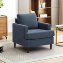 Mid-Century Accent Chair,Modern Linen Fabric Armchair for Living Room,Comfy Upholstered Reading Accent Chairs for Bedroom,Single Sofa Chair with Wood Legs (Blue Grey, 1 Pack) by CozyNest Decor