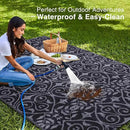 OLANLY Outdoor Rug Waterproof 5x8 ft Clearance, Reversible Outdoor Plastic Straw Rug with Floral Pattern, RV Mat for Patio, Camping, Balcony, Deck, Backyard, Black & Grey by CozyNest Decor