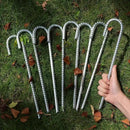 Rebar Stakes 16 inch, 3/8" Diameter Heavy Duty J Hook Stakes 8 Pack, Galvanized Anti-Rust Ground Anchor Long Tent Stakes for Dog Fence Trompoline Swing Set by CozyNest Decor