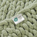 WESHIONGOO Chunky Knit Blanket Throw 40"×40" Knit Throw Blanket for Couch Bed Throw Blanket with Jumbo Chenille Yarn Thick 100% Handmade (Sage Green) by CozyNest Decor