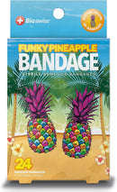 BioSwiss Bandages, Funky Pineapple Shaped Self Adhesive Bandage, Latex Free Sterile Wound Care, Fun First Aid Kit Supplies for Kids, 24 Count by TinyTreasures Baby Boutique