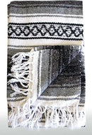 Del Mex Classic Mexican Blanket, Large Authentic Woven Falsa Throw (70"x50"), Artisan Southwest Décor for Beach, Yoga, Outdoors (Gray) by CozyNest Decor