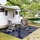 GENIMO Outdoor Rug 9' x 12' Waterproof for Patios Clearance, Reversible Outdoor Plastic Straw Camping Rug Carpet, Large Area Rugs Mats for RV, Camper, Deck, Balcony, Porch, Beach, Navy Blue&Grey by CozyNest Decor