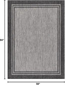 Bordered Outdoor Rug 5x7 Washable Outside Carpet for Indoor Patio Porch Waterproof Easy Cleaning Non Shedding Area Rugs Dark Gray 5 x 7 by CozyNest Decor