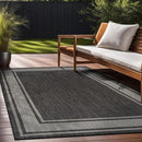 Beverly Rug Large Outdoor Rug 9x12 Modern Bordered Area Rugs for Indoor and Outdoor Patio Deck Porch Garden Waterproof Weather Sun Resistant Washable Outside Carpet (9 x 12 Dark Gray) by CozyNest Decor