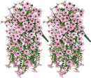 Artificial Faux Outdoor Outside Flowers Plants, 2 PCS Fake Silk UV Resistant Look Real Pink Daisy Trailing Vines for Front Door Porch Planter Urn Patio Balcony Decoration by CozyNest Decor