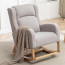 Rocking Chair Nursery, Nursing Rocking Chairs for Mom Nursery, Comfy Wingback Glider Rocking Armchair with Foot Rest and Side Pocket for Nursery Living Room Bedroom, Teddy Grey by TinyTreasures Baby Boutique