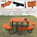 46'' Steel Round Picnic Table for Outdoors, Expanded, Lifetime Picnic Table with Umbrella Hole, Heavy Duty Sturdy Commercial Picnic Tables for Garden Courtyard BBQ, Orange by GreenHaven Gardens