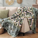 CASAAGUSTO Boho Sherpa Throw Blanket, Aztec Queen Blanket, Ultra Soft, Warm, Cozy, Plush, Thick Fleece Bohemian Throw Blanket for Couch, Bed, Sofa (Olive Green 90 * 90 Inch) by CozyNest Decor