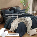 Monbix King Size Comforter Set, Navy Blue King Size Bed Set Reversible, King Comforter Set 7 Pieces, Cationic Dyeing Bed in a Bag with Comforter, Sheets, Pillowcases & Shams by CozyNest Decor