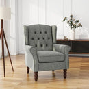 UIXE High Back Accent Chair, Fabric Upholstered Armchair for Living Room, Retro Wingback Arm Chair Comfy Single Sofa Bedroom Reading Seat with Solid Wooden Legs - Gray by CozyNest Decor