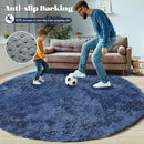 4FT Round Rug for Bedroom: Fluffy Shag Soft Washable Rugs Circle Small Fuzzy Plush Indoor Carpet for Living Room Nursery Playroom Dorm Kids Girls Boys Room (Navy Blue, 4'x4') by TinyTreasures Baby Boutique