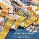Boho Throw Blanket, 100% Cotton Ultra Soft Luxury Throw Rustic Quilt, 60"x80" Floral Bird Butterfly Farmhouse Decor Bed Blankets, All Season Rustic Reversible Bohemian Throw for Bed - Yellow by CozyNest Decor