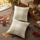 decorUhome Buffalo Plaid Check Fall Throw Pillow Covers 18x18 Set of 2, Outdoor Decorative Farmhouse Pillow Covers with Stitched Edge for Bed Couch Sofa, Cream White and Beige by CozyNest Decor