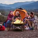 Fire Beauty Fire Pit for Outside Wood Burning,BBQ Grill Steel Fire Bowl with Spark Screen Cover,Log Grate,Poker for Camping Beach Bonfire Picnic Backyard Garden by GreenHaven Gardens