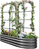 KING BIRD Raised Garden Bed with Arched Trellis Galvanized Planter Garden Box Outdoor for Gardening, Climbing Vegetables, Flowers 5.9x2.95x0.98 Ft, Dark Grey by GreenHaven Gardens