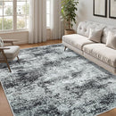 Washable Rug 6x9 Area Rugs: Abstract Washable Rugs with Non-Slip Backing, Stain Resistant Indoor Floor Carpet for Bedroom Dining Room Table Nursery Hallway Home Office Dark Black/Gray by TinyTreasures Baby Boutique