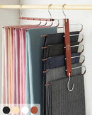 MORALVE Pants Hangers Space Saving - European Beechwood Scarf and Jean Hangers - Closet Organizer and Space Saver Pant Rack, Leggings Hanger, and Scarf Holder with 360° Swivel Hook (1 Pack) by CozyNest Decor