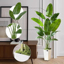 Lifelike Bird of Paradise Silk Artificial Plant Faux Banana Leaf Tree for Home Decor - Perfect Indoor Floor Plant with 11 Trunks (1, White Tall Planter, 6.6 FT) by CozyNest Decor