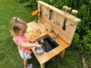 Noble Toys Mini Mud Kitchen with Functional Sink for Kids | Pretend Play Toddler Table with Running Water | Outdoor Playset Working Sink | Real Wooden Kitchens | Preschool Equipment by TinyTreasures Baby Boutique
