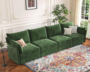 134.6" Modular Sectional Sofa, Oversized 4 Seater Green Couch with Removable Chenille Fabric Cover, Deep Seat & High Backrest for Living Room, Office & Apartment by CozyNest Decor