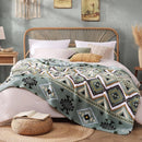 CASAAGUSTO Boho Sherpa Throw Blanket, Aztec Queen Blanket, Ultra Soft, Warm, Cozy, Plush, Thick Fleece Bohemian Throw Blanket for Couch, Bed, Sofa (Olive Green 90 * 90 Inch) by CozyNest Decor