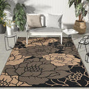 GENIMO Outdoor Rug Waterproof for Patio Decor, 8' x 10' Reversible Plastic Straw Floral Camping Carpet, Large Area Rugs Mats for RV, Camper, Deck, Balcony, Porch, Beach, Picnic, Mix-Black & Brown by CozyNest Decor