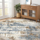 Round Rug Living Room Rugs: 10Ft Washable Circle Large Abstract Modern Soft Stain Resistant Non Slip Indoor Floor Carpet for Bedroom Nursery Office Dining Room Dorm Home House Decor- Tan Blue by TinyTreasures Baby Boutique