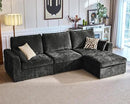 Oversized Modular Sofa Comfy Cloud Couch with Storage, Extra Deep Plush Sectional Sofa Set for Living Room, Covers Washable, Chenille, Olar (Black, 4-Seater with Ottoman, l-Shaped) by CozyNest Decor